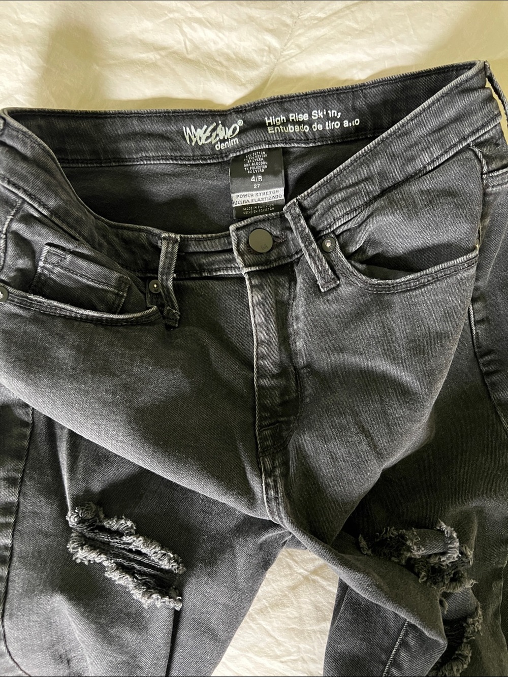 Mossimo Denim Black High-Rise Distressed Skinny Jeans w Stretch